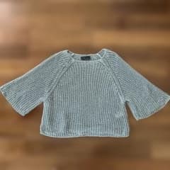 【2026年】ZARA ニット 五分袖 ラメ入り アースグリーングレー Mのサムネイル