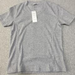 グレー リブ編み Tシャツ Mのサムネイル