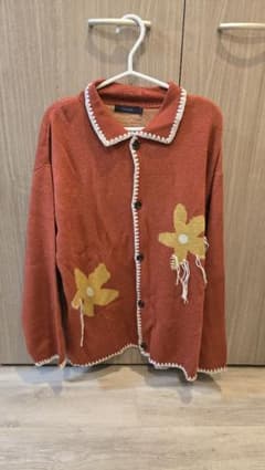 RAGEBLUE 花柄 ニット カーディガン オレンジ Lのサムネイル