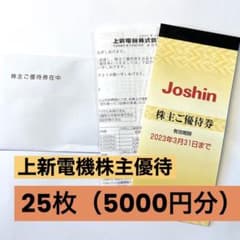 お得‼️上新電機　株主優待券　5000円分のサムネイル