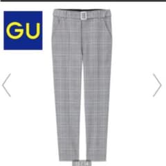 GU　ベルト付きテーパードパンツ(チェック)ＲＯ＋Ｅ　ブラックのサムネイル