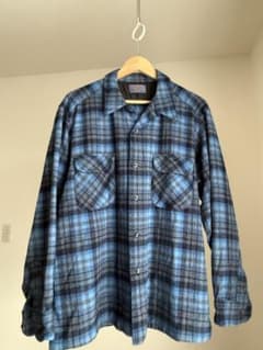 ク*マ様 Pendleton XL フランネルネルシャツ 青黒チェック　ビンテーのサムネイル