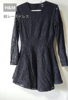H&M 総レースドレスワンピース Mサイズ 袖シースルーのサムネイル