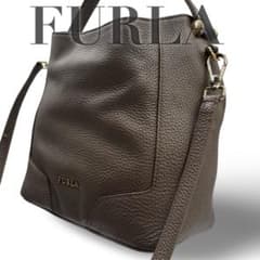 良品】フルラ カプリッチョ 2way ショルダーバッグ ハンド グレー斜め