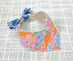 【ハンドメイド】浴衣風 ペット用スタイ 首輪 華やか和柄 ピンク×ブルーのサムネイル