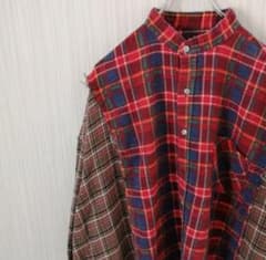 motoki tanaka　ハンドメイド　ネルシャツ　スタンドカラー　チェックのサムネイル