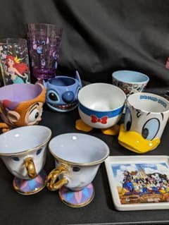 디즈니 한정품 글라스 도기 컵 10점 세트