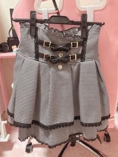 美品】LIZLISA 2連リボンベルトスカパン グレー 千鳥柄 - メルカリ