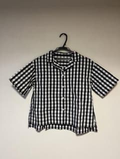 無印良品 半袖シャツ 黒×白チェック柄のサムネイル