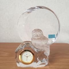 置き時計 クリスタル フクロウ 小物 インテリア 置物 HOYA CRYSTALのサムネイル