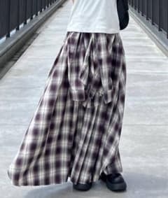 JEANASIS シャツライクアシメチェックロングスカート/496534のサムネイル