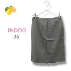 INDIVI Tight Skirt, Knee-Length, Gray [S], Silk, Slit, Office Wear