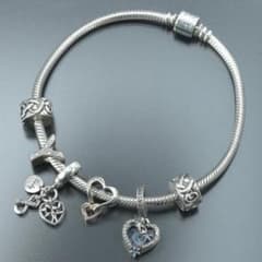 美品 PANDORA SV ブレスレット S925刻印 天体流れ星ハート スター