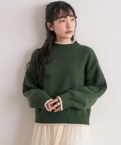 【定価以下】RETRO GIRL 長袖ニットセーター　グリーンのサムネイル