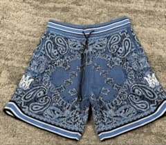 AMIRI ブラック Bandana B-Ball ショートパンツ ハーフパンツ - メルカリ