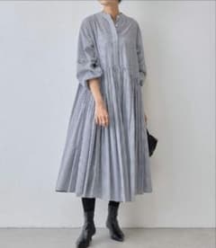 美品✨️BEARDSLEY 先染めギャザーワンピース ❁ストライプ - メルカリ