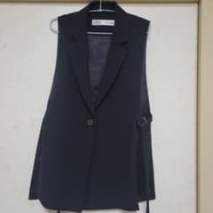 ZARA ロングベスト ジレ ブラックのサムネイル