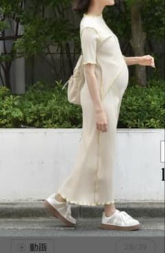 配色メロウリブワンピース ベージュ×イエローのサムネイル