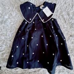 petit main プティマイン ハート柄 刺繍 ワンピース 90