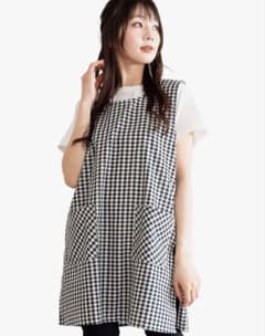 エプロン ギンガムチェック M〜L 黒のサムネイル