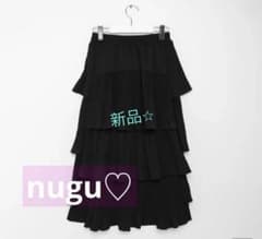 新品未使用　nugu 3段ティアードスカート　黒　韓国のサムネイル
