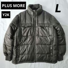 PLUS MORE メンズ 中綿ジャケット カーキブラウン　 Lサイズ