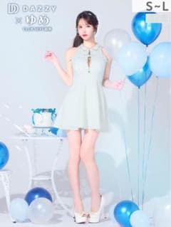 DAZZY フロントジップレース襟ビジューアメスリAラインミニドレスのサムネイル