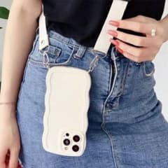 iPhoneケース シリコンケース ストラップケース ケース　韓国　モノクロ - 4