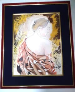 美人画、裸婦、6F、山本英二、浴衣、肉筆、真作、額縁は付きません