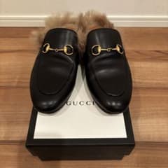 出品停止予定の為最終値下げ　GUCCI レザースリッパ　ファー 出品停止予定の為最終値下げ GUCCI レザースリッパ ファー - メルカリ