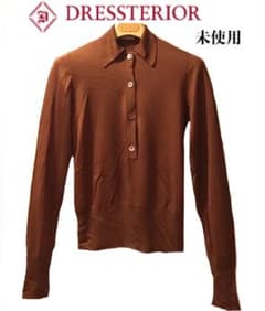 未使用ドレステリア絹シルクニットトップスブラウスセーター薄手茶 