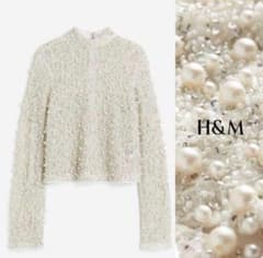 完売 新品タグ付✨H&M GINGER掲載 ラグジュアリーパール トップス 