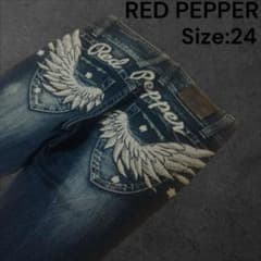 RED PEPPER ローライズ ブーツカットデニム 羽根 刺繍 y2k ギャル RED PEPPER ローライズ ブーツカットデニム 羽根 刺繍 y2k ギャル