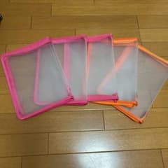 ジッパーファイル B5 5個セット ピンク+オレンジのサムネイル
