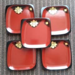 美品】秀衡塗 翁知屋 四方菓子皿 4.5寸 5客 - メルカリ