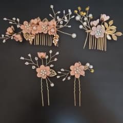ヘアアクセサリーセット 和装 洋装 ピンク 花のサムネイル
