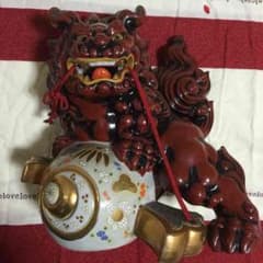 レア物❤️九谷焼❤️8号❤️小槌赤獅子❤️置物❤️美品☆縁起物 