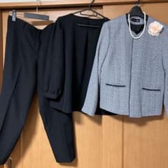 【大きいサイズ】 ツイードジャケット バルーンスリーブ トップス パンツスーツのサムネイル