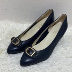 WELL FIT DIANA パンプス ネイビー バックル 幅広EE レザー - メルカリ