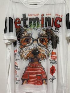 Petminic 犬柄 ラインストーン Tシャツ ホワイト フリーサイズ ①のサムネイル