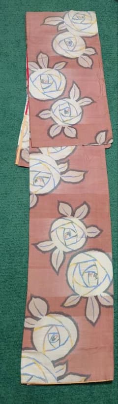 名古屋帯 薔薇文様 ブラウン系のサムネイル