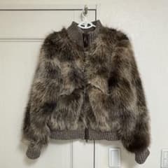 LAGUA GEM MIX KNIT FAUX FUR ブルゾン ブラウン - メルカリ