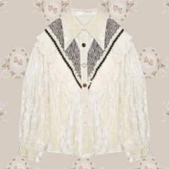 【ラポミプチ】ハートボタン ベロアシャツのサムネイル