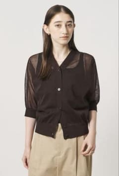 UNITED ARROWS シアー Vネック カーディガン ウォッシャブル 茶 - メルカリ