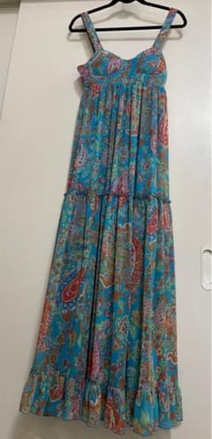 カップ付きリゾートロングワンピース　青のサムネイル