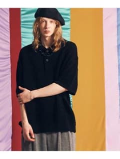 MAISON SPECIALワッフルプライムオーバー半袖ニットポロシャツのサムネイル