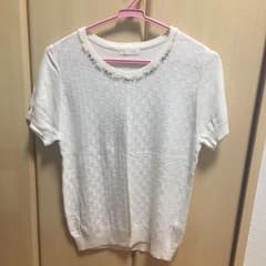 ビジュー付きニット 半袖  トップスのサムネイル
