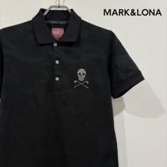 MARK&LONA マークアンドロナ ブラックポロシャツ カモフラ スカル 黒