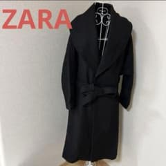 ザラZARAロングガウンコート　黒のサムネイル