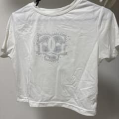 ラインストーン ロゴ ショート丈 Tシャツ ホワイトのサムネイル